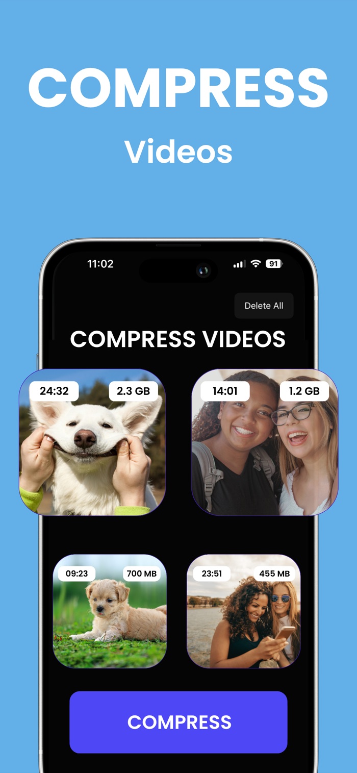 Compress large videos to reclaim space