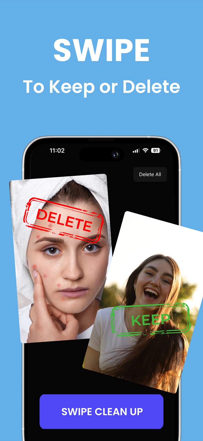 Swipe to keep or delete photos